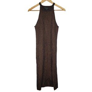House of Harlow 1960 Ribbed Midi Dress Bodycon Knit Metallic Halter Women's S‎